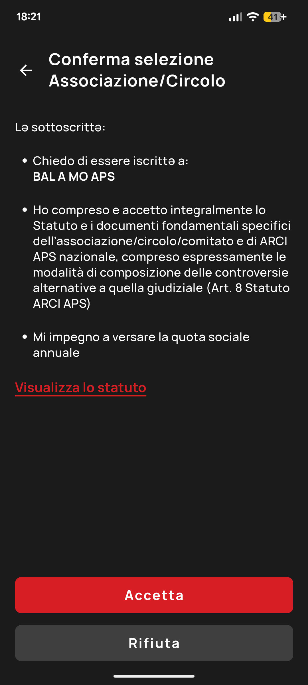 Tesseramento ARCI - passo 7